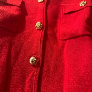 H&M Bold Red Blazer with Gold Accents